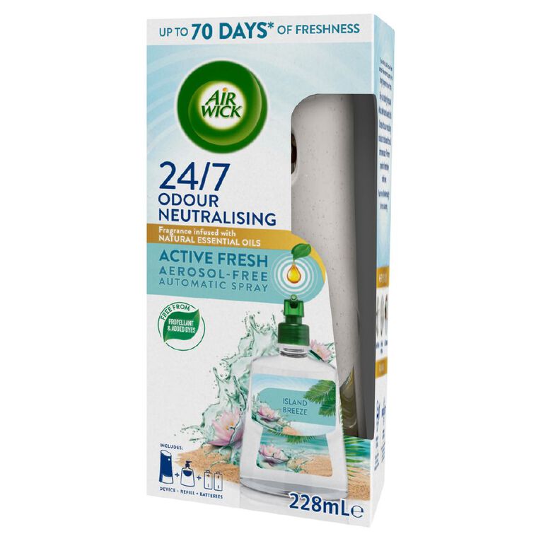 Air Wick Active Fresh Automatic Spray Island Breeze Starter Kit 228ml, , hi-res