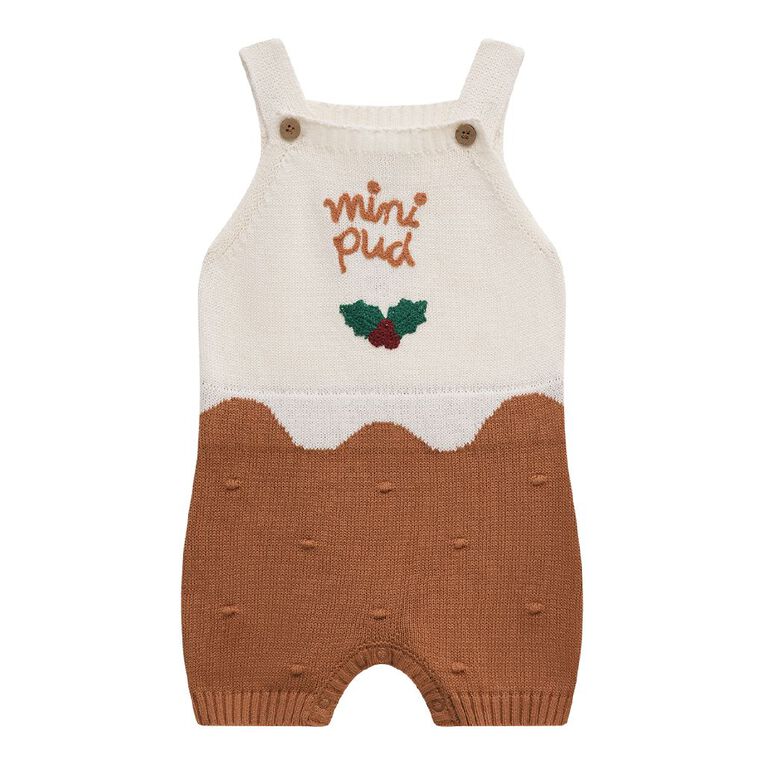Young Original Baby Christmas Pudding Knitted Romper, Brown Mid, hi-res