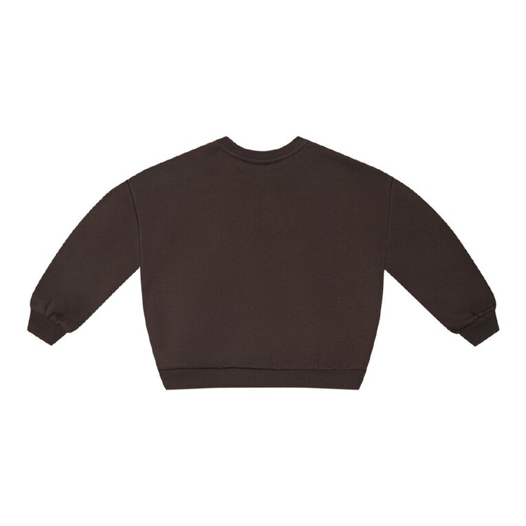 Young Original Cosy Fleece Crew Sweat, Brown Dark, hi-res