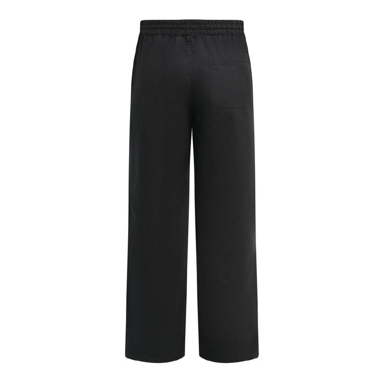 H&H Men's Elastic Waist Linen Blend Pants, Black, hi-res