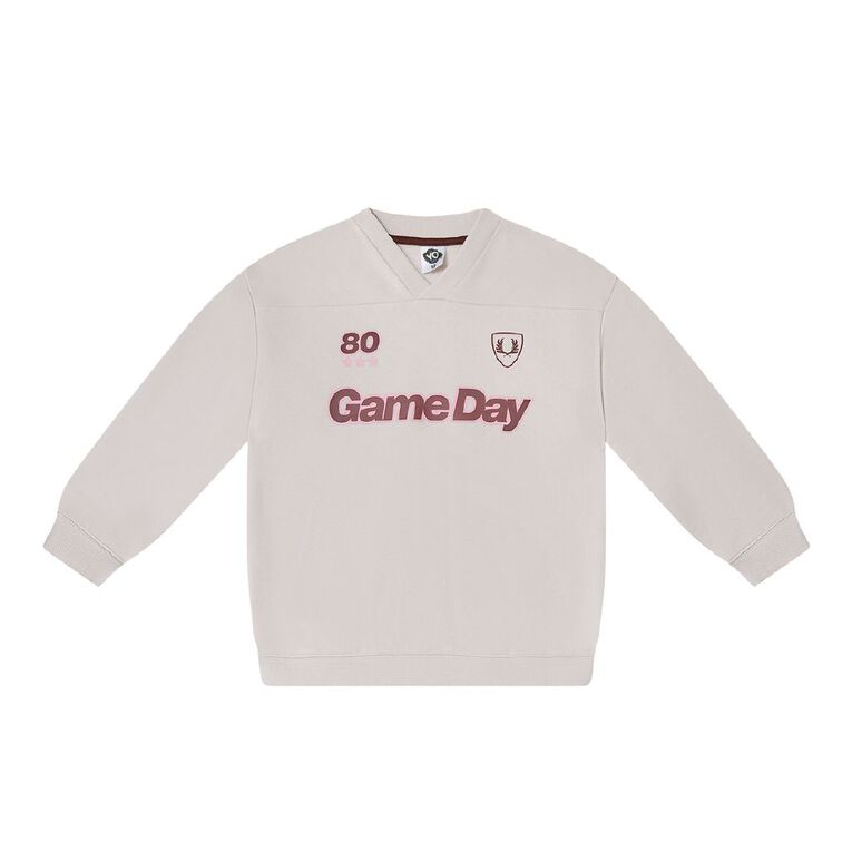 Young Original V Neck Oversized Sweat, Brown Light, hi-res