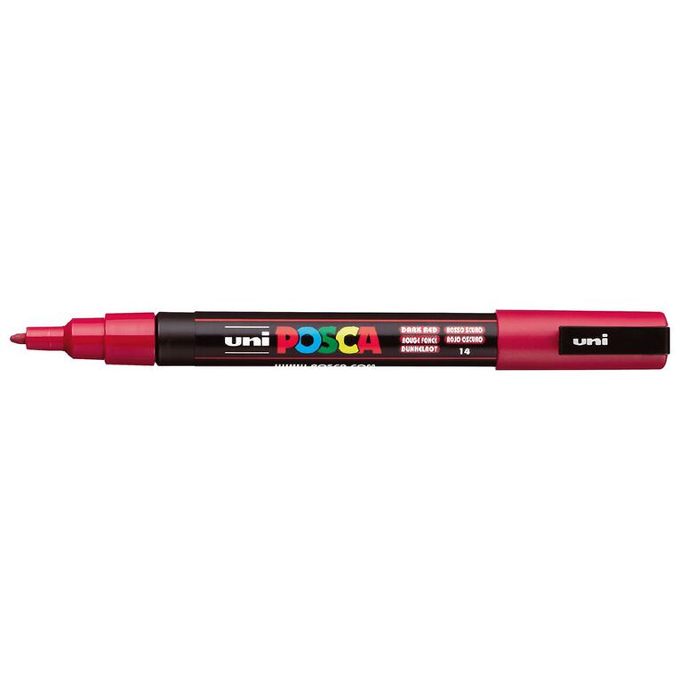 Uni Posca Marker 0.9-1.3mm Fine Red Dark, , hi-res