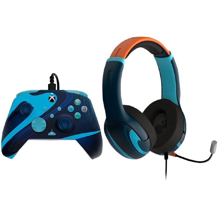 PDP Xbox & PC Blue Tide Headset and Controller Bundle The Warehouse