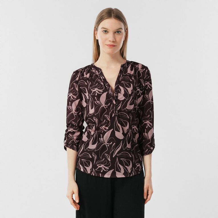 H&H Women's PB Henley, Red Dark, hi-res