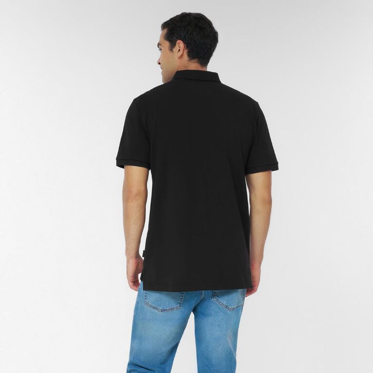 H&H Men's Pique Polo, Black, hi-res