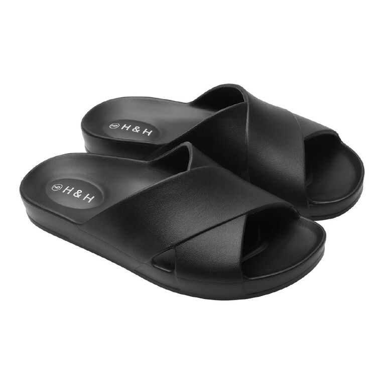 H&H Women's Crossover Slides, Black, hi-res