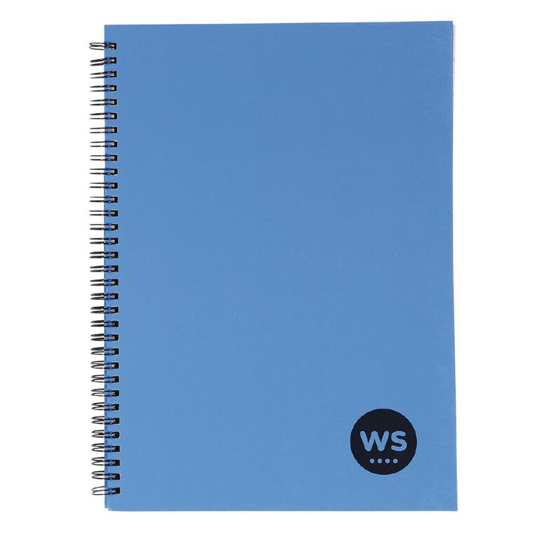 WS Wiro Hard Back Notebook 200 Pages Blue Mid A4, , hi-res