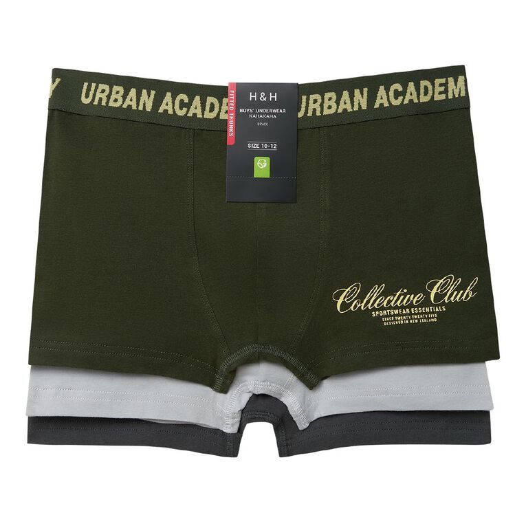H&H Boys' Trunks 3 Pack, Green Dark, hi-res