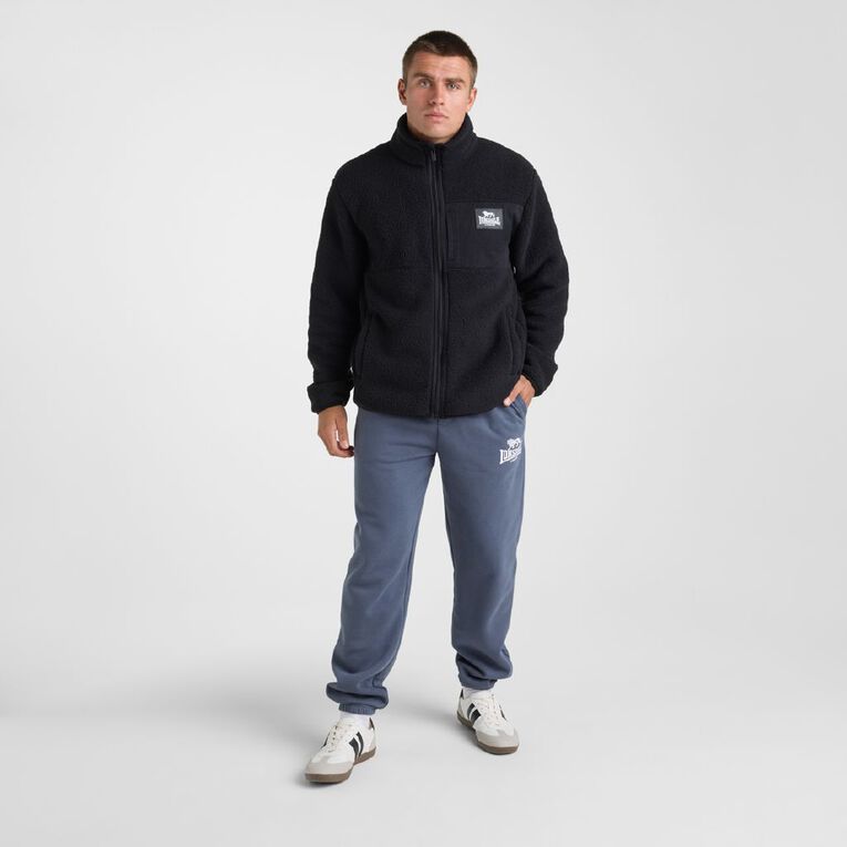 Lonsdale Men's Street Sherpa Zip Thru, Black, hi-res
