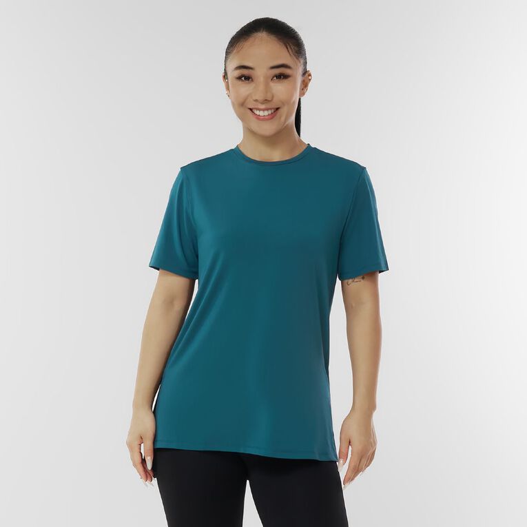 Active Intent Women's Active Mesh Panel Tee, Green Dark, hi-res