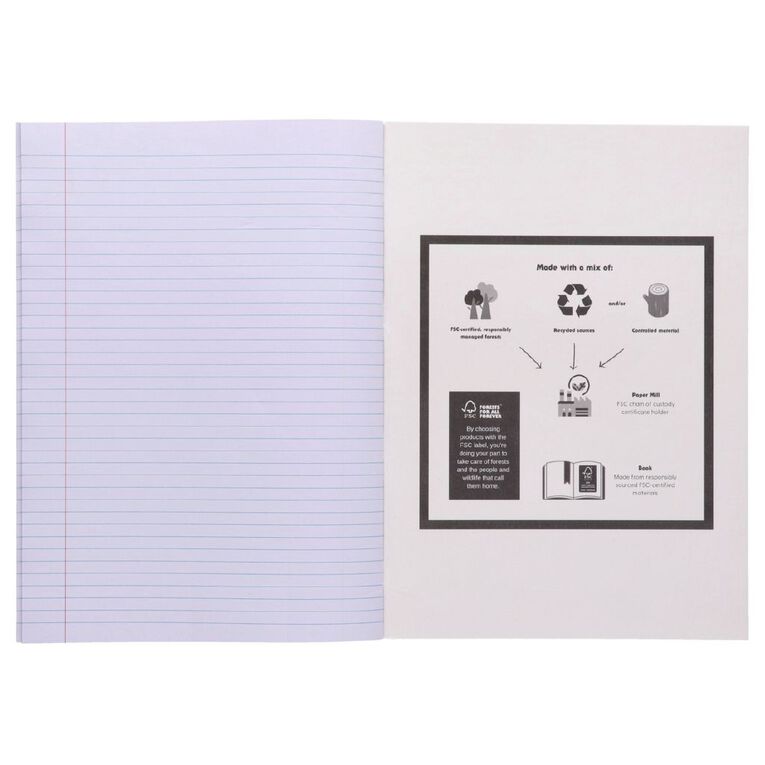WS Exercise Book 1B8 Plus 7mm Ruled 36 Leaf Red, , hi-res