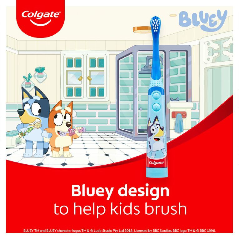 Colgate Kids' Junior Bluey Battery Powered Electric Toothbrush 1 Pack, , hi-res