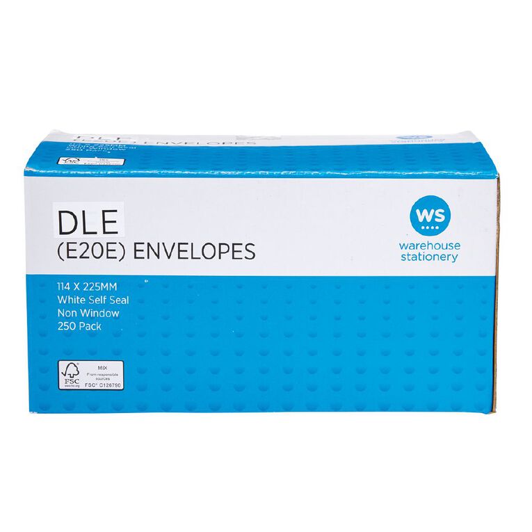 WS Self Seal DLE E20E Envelope White 250 Pack, , hi-res