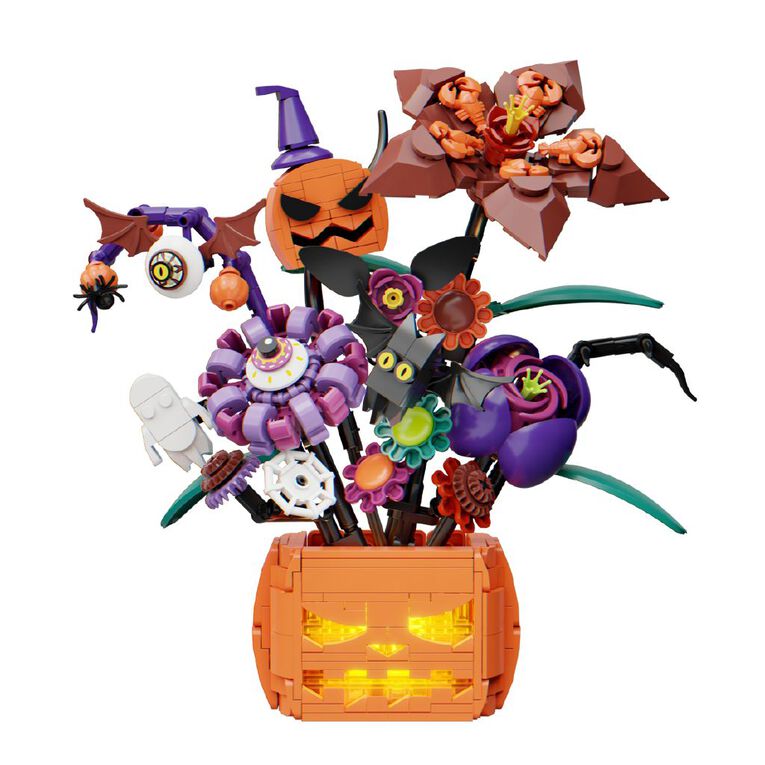 Midnght Pumpkin Bouquet - Spooky Blooms with Halloweeen Icons, , hi-res