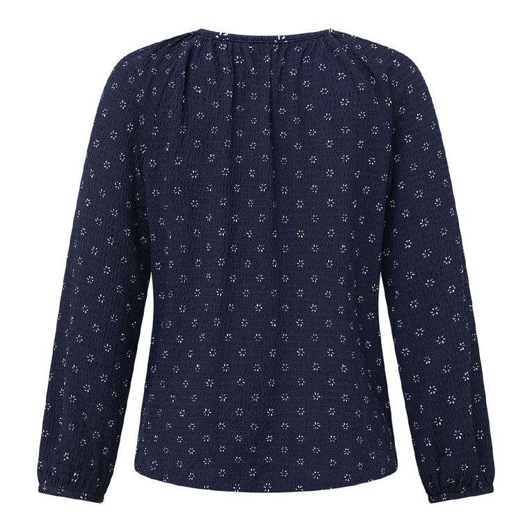 H&H Women's V Neck Gathered Top, Navy, hi-res