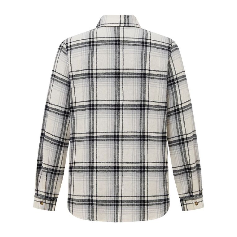H&H Women's Long Sleeve Flannel Check Shirt, White/Blue, hi-res