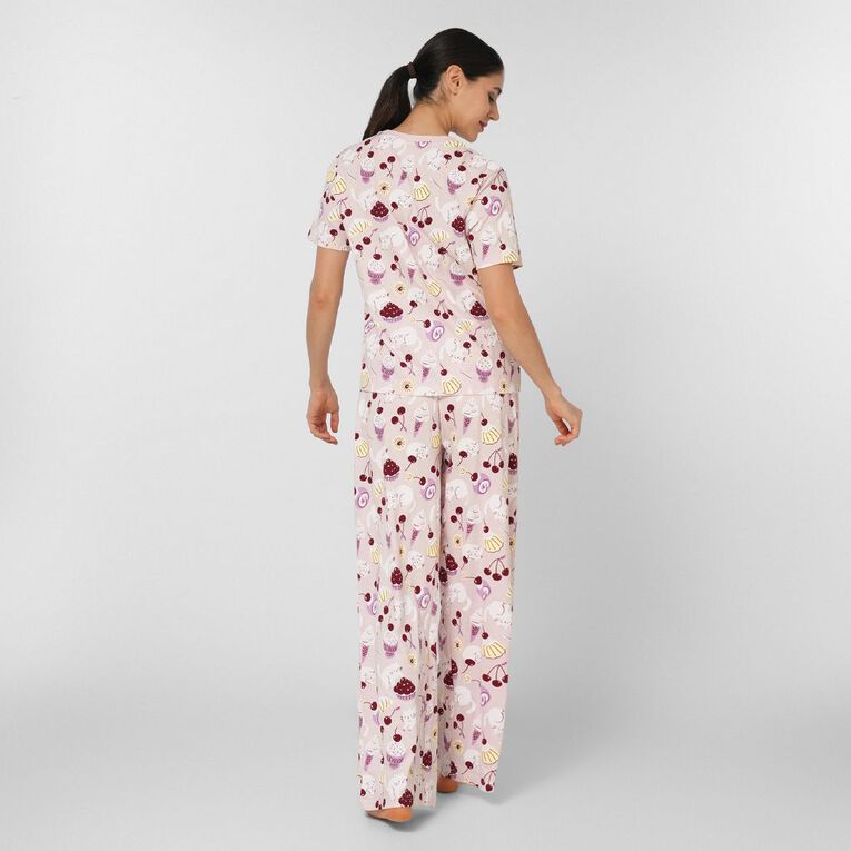 H&H Women's Tee and Pant Pyjama Set, Pink Light, hi-res