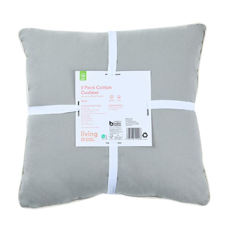 Living & Co Cushion 2 Pack Grey 43cm x 43cm, , hi-res