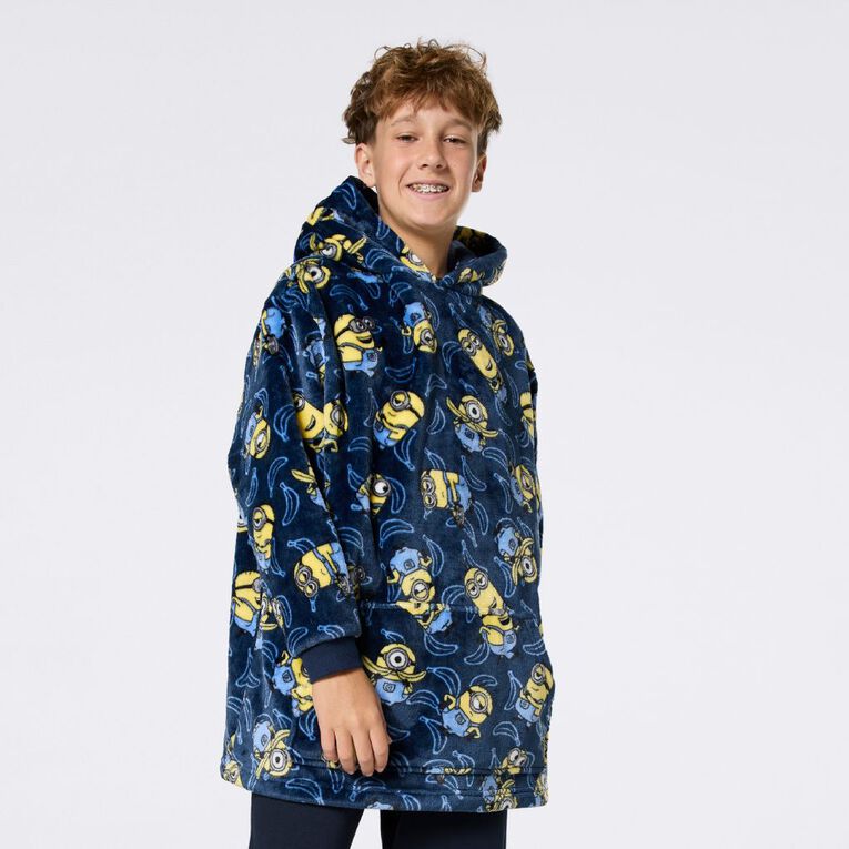 Minions Boys' Coral Fleece Hoodie, Blue Dark, hi-res
