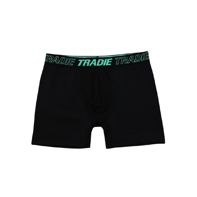 Tradie Boys' Mid Leg Sport Trunks, Black, hi-res