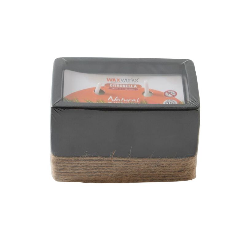 Waxworks Citronella Rectangle Cement Candle With Rope Assorted, , hi-res