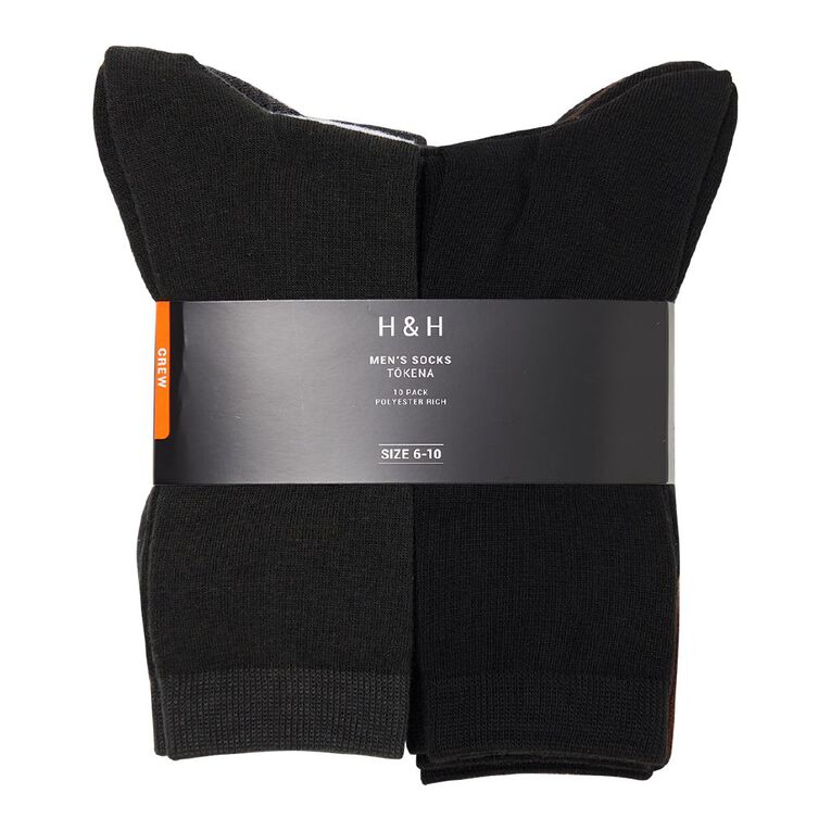 H&H Men's Crew Socks 10 Pack, Multi-Coloured CLASSIC, hi-res