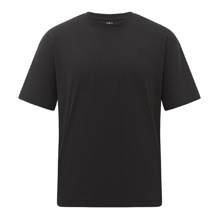 H&H Men's Midweight Embroidered Tee, Black, hi-res