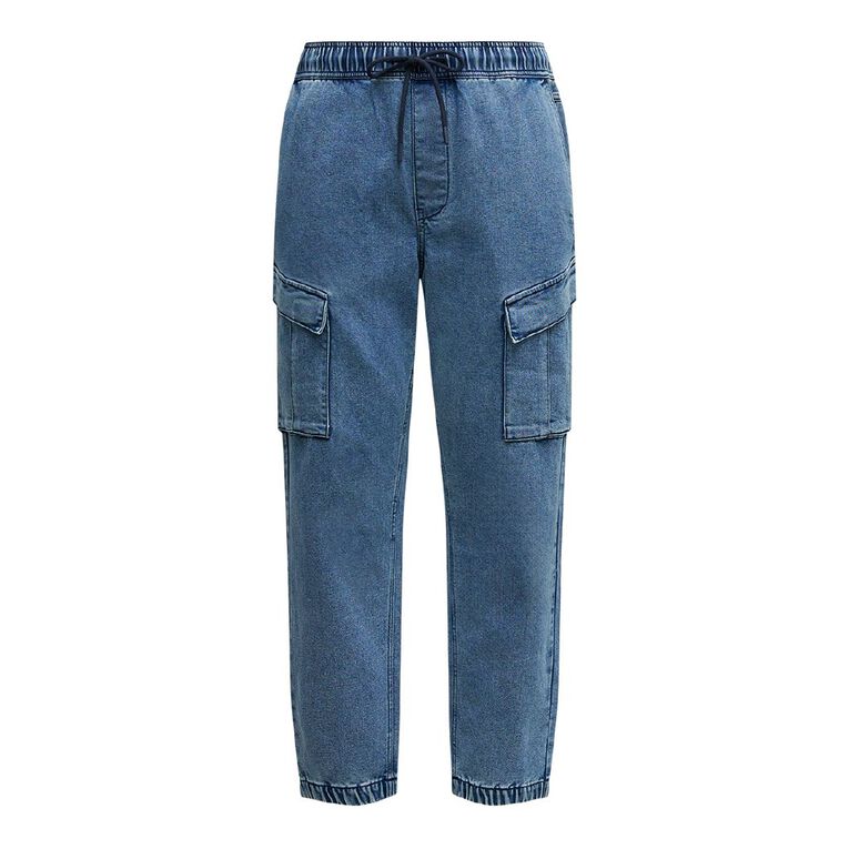Garage Men's Denim Cargo Joggers, Denim Mid, hi-res