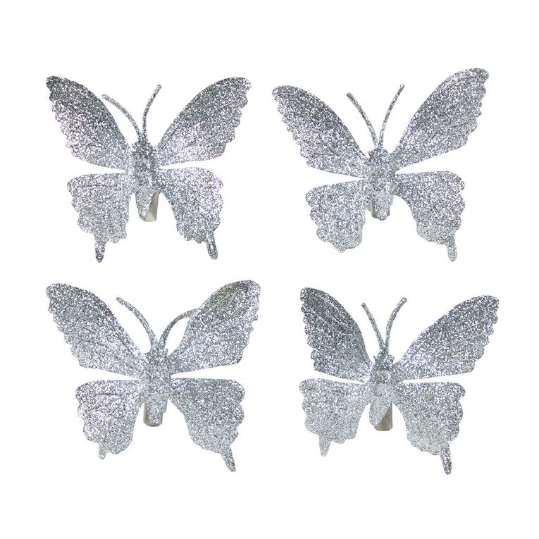 Wonderland Joyful Tidings Butterfly 9cm Tree Decoration Assorted 4 Pack, , hi-res