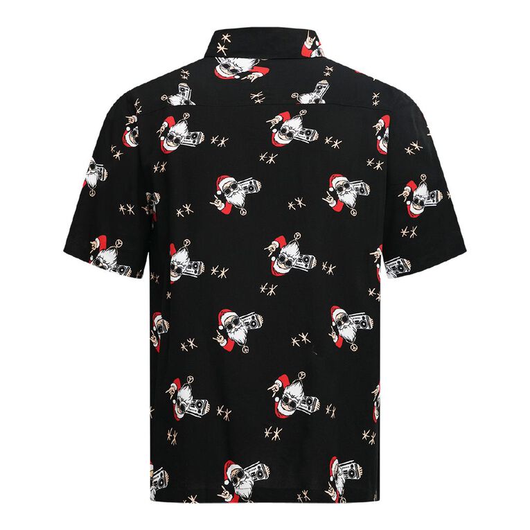 H&H Men's Short Sleeve Printed Shirt, Black, hi-res