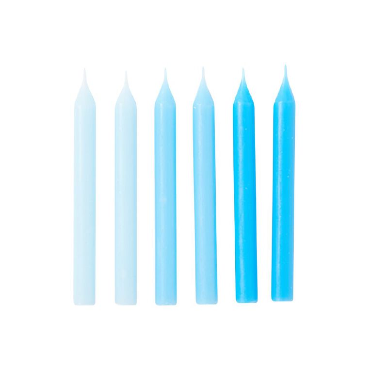 Hoorah Assorted Blue Birthday Candles Blue 6 Pack, , hi-res