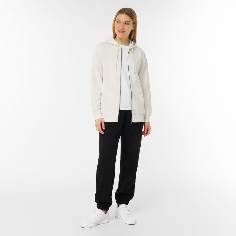 H&H Women's Zip-Thru Washed Hoodie, Cream, hi-res