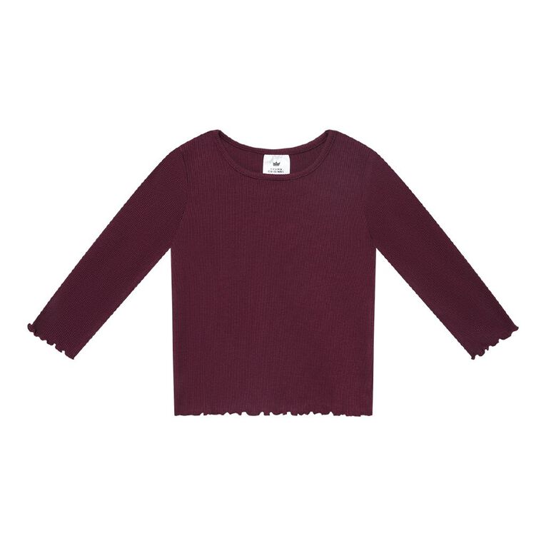 Young Original Toddler Girls' Long Sleeve Rib Tee, Red Mid, hi-res