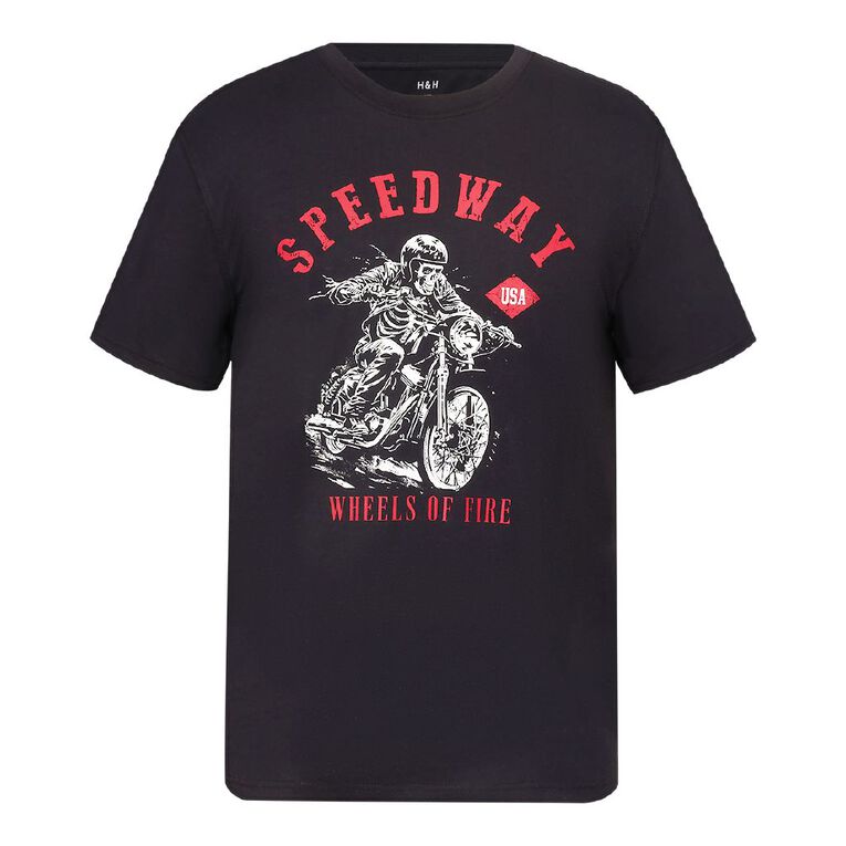 H&H Men's Printed Tee, Black Speedway, hi-res