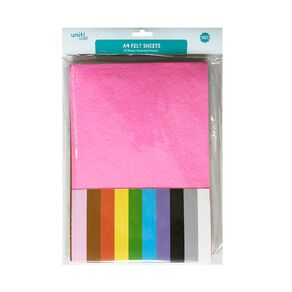 Uniti Felt Sheet 10 Pack Assorted A4