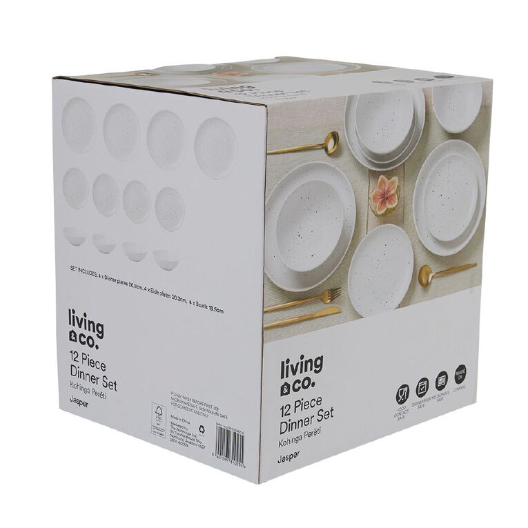 Living & Co Jasper Dinnerware Set 12 Piece White, , hi-res