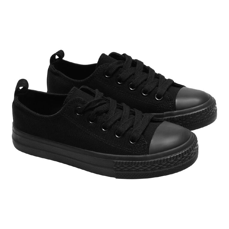 Young Original Senior Kids' Jude Canvas Low Top Sneakers, Black, hi-res