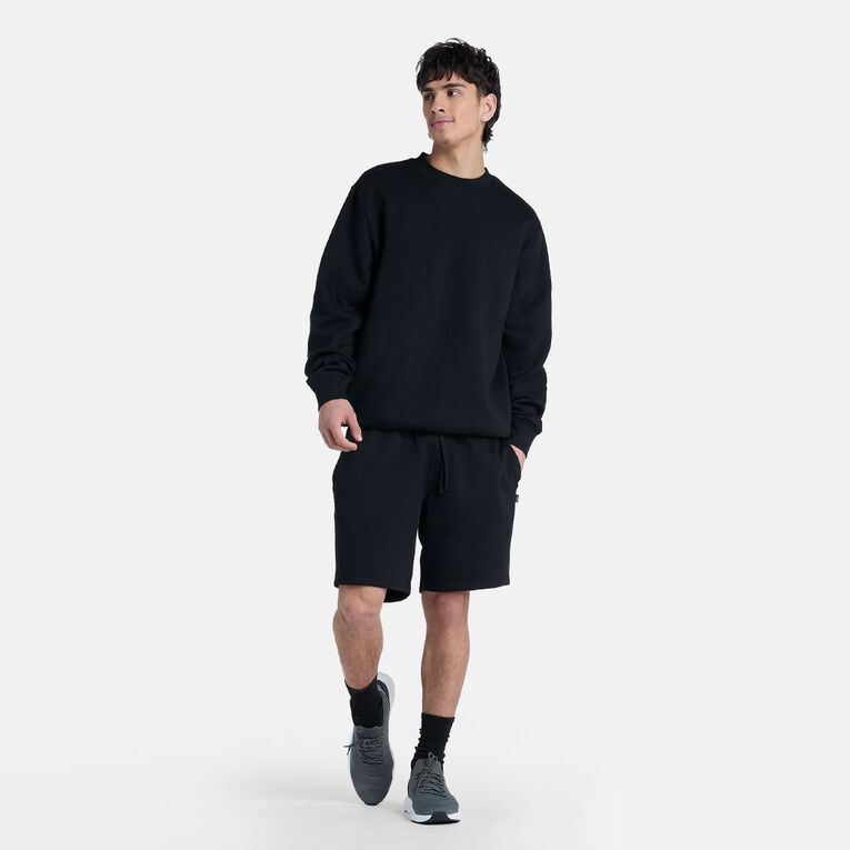 H&H Men's Plain Knit Shorts, Black, hi-res