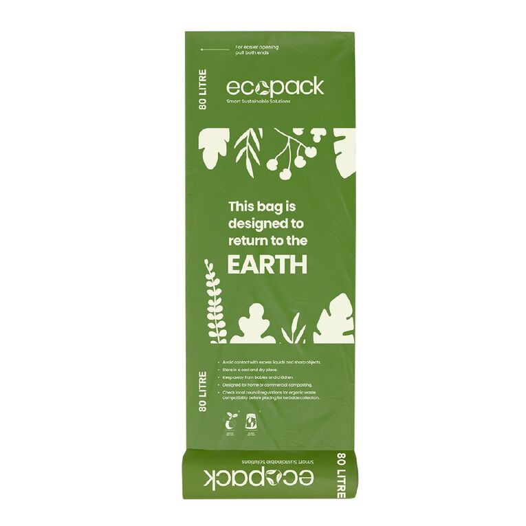 Ecopack Compostable Bin liners 80 Litres 10 pack, , hi-res