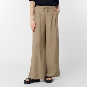 H&H Women's Textured Pleat Front Wide Leg Pants