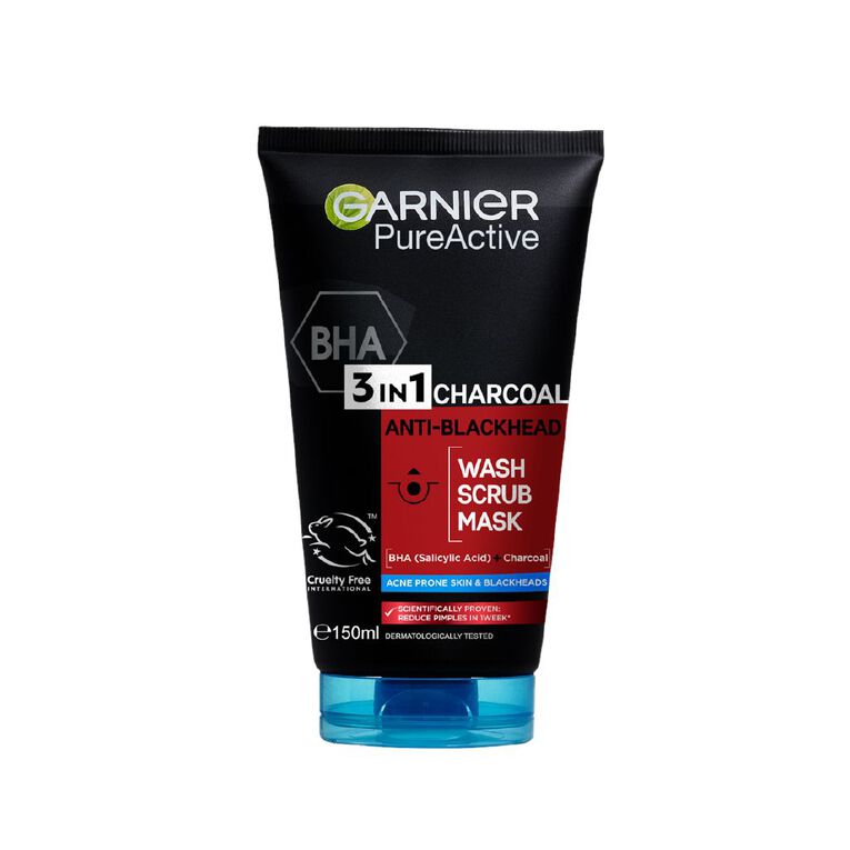 Garnier Pure Active 3-in-1 Charcoal Face Wash 150ml, , hi-res