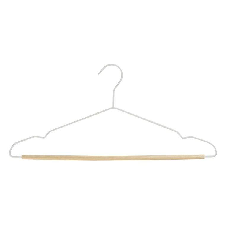 Living & Co Wire & Wood Coat Hanger White 6 Pack, , hi-res