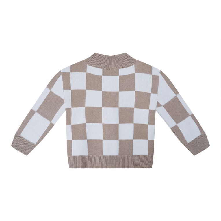 Young Original Babies' Jaquard Knitted Cardigan, Brown Mid, hi-res