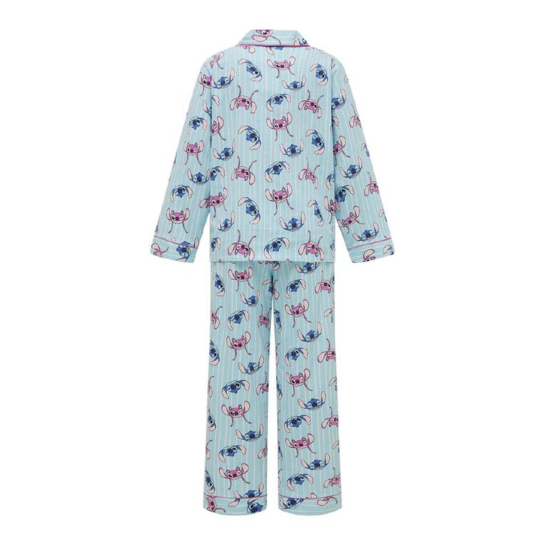 Stitch Women's Flannel Button Up Pyjama Set, Blue Light, hi-res