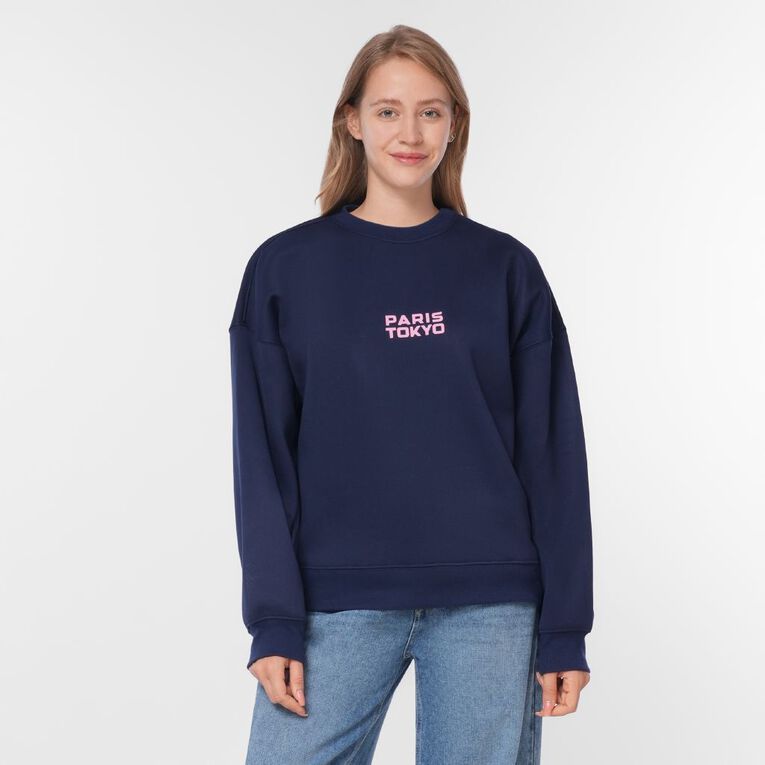 Garage Women's Fresh Fleece Crew, Blue Dark, hi-res
