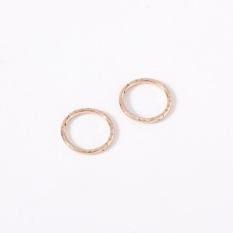 Sterling Silver Rose Gold Plated Diamond Cut Sleeper Earrings 13mm, , hi-res