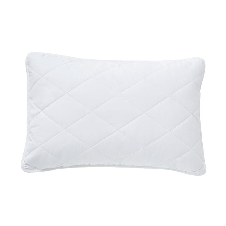Living & Co Quilted Cotton Cover Mulberry Silk Blend Fill Pillow White, , hi-res