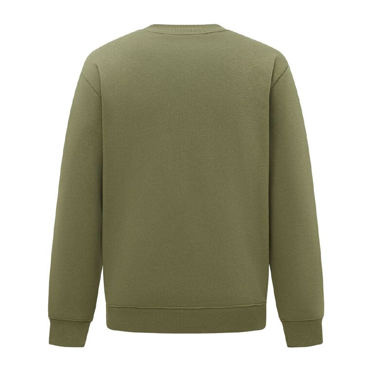 H&H Men's Plain Crew Sweatshirt, Green Mid, hi-res