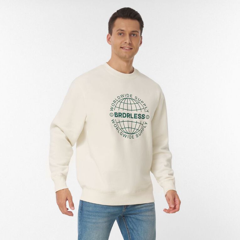 Garage Men's Graphic Crewneck Sweatshirt, Cream, hi-res