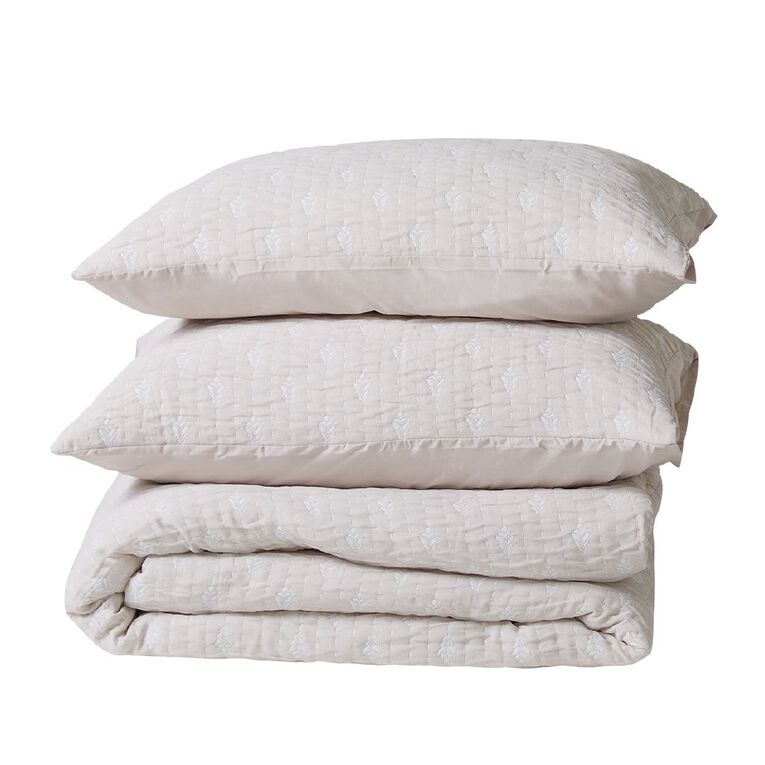 Living & Co 3 Piece Comforter Set Matelasse Bud Natural Queen, , hi-res